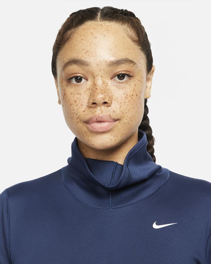 Camisas Nike Pro Therma-FIT Long-Sleeve Top Mujer Azul Marino Blancas | PQEXB-6015