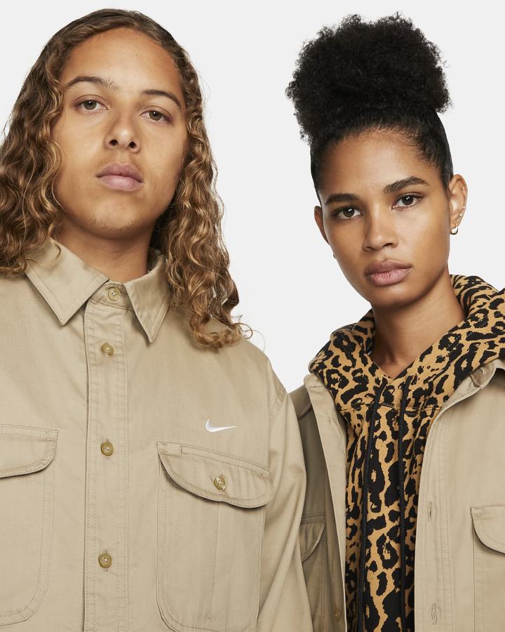 Camisas Nike SB Woven Skate Long-Sleeve Button Up Hombre Kaki | STFRK-2647