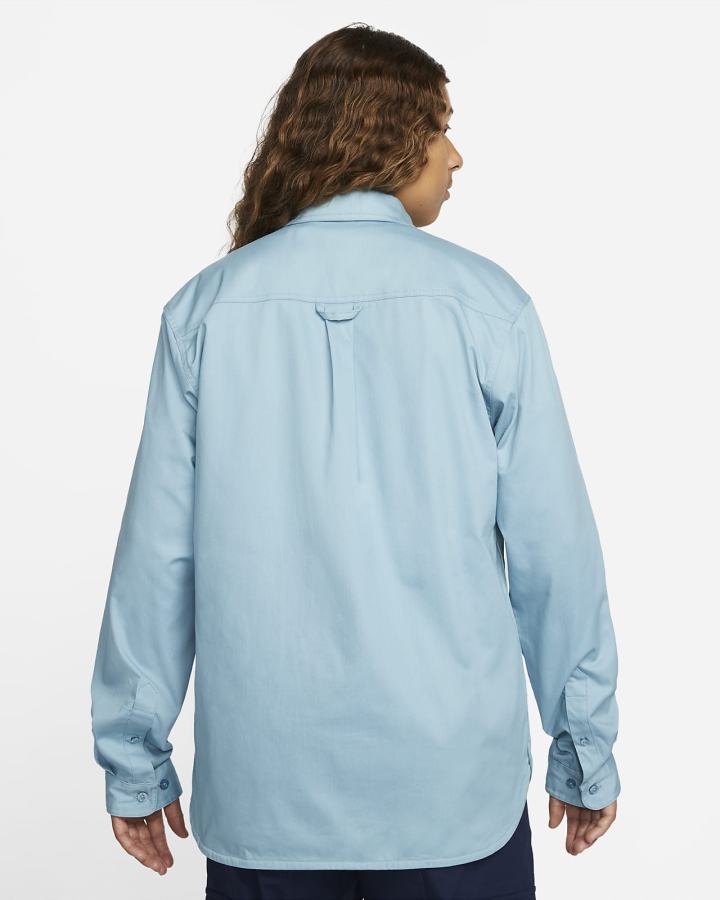 Camisas Nike SB Woven Skate Long-Sleeve Button Up Hombre Azules Blancas | TYBFE-1724