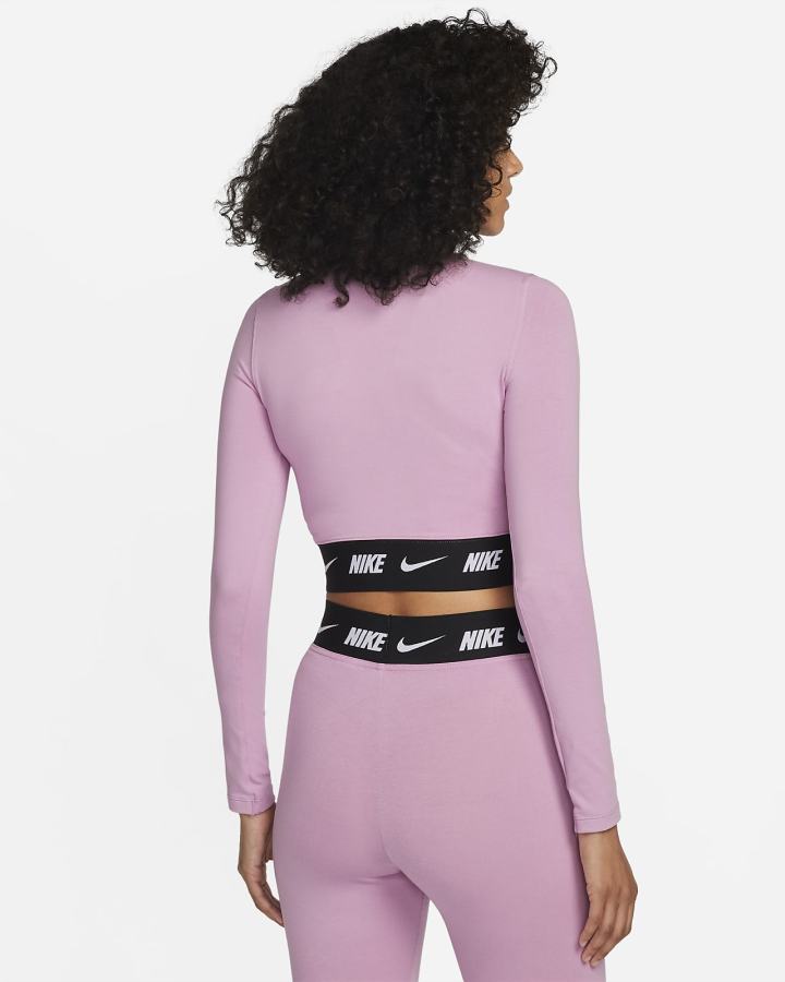 Camisas Nike Sportswear Long-Sleeve Crop Top Mujer Moradas Negras | POTRQ-5846