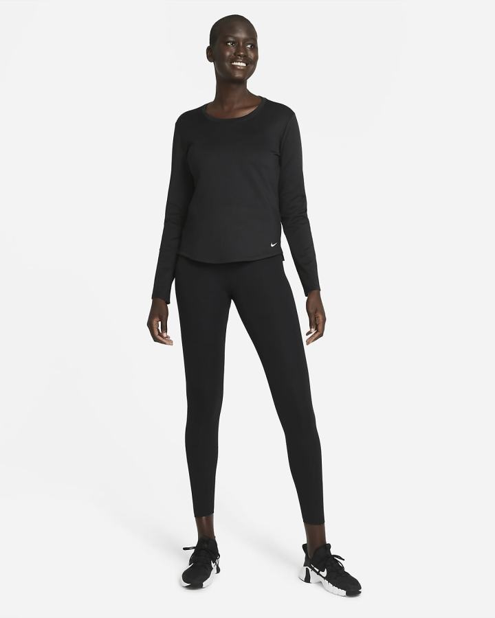 Camisas Nike Therma-FIT One Long-Sleeve Top Mujer Gris Negras | WJTYF-5961