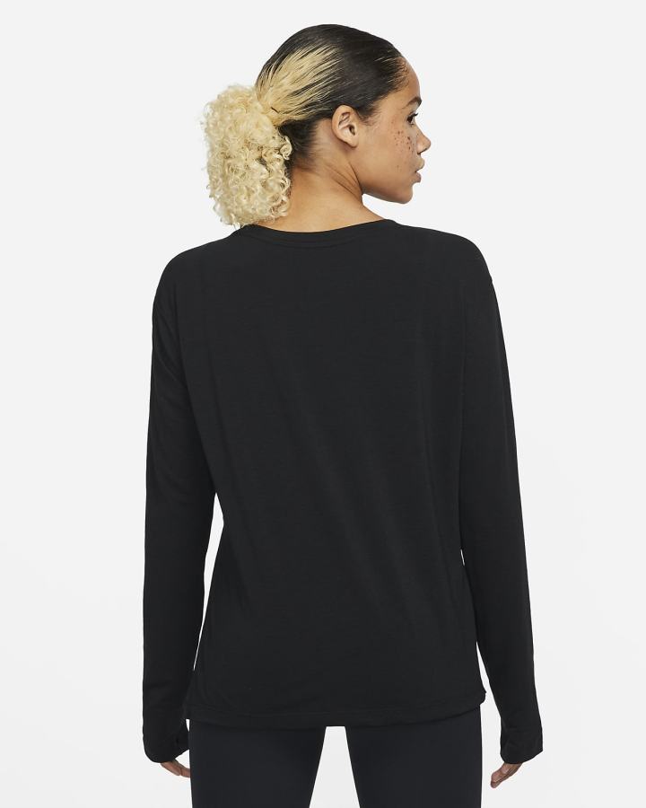 Camisas Nike Yoga Dri-FIT Long-Sleeve Top Mujer Negras Gris | DQVPF-9650