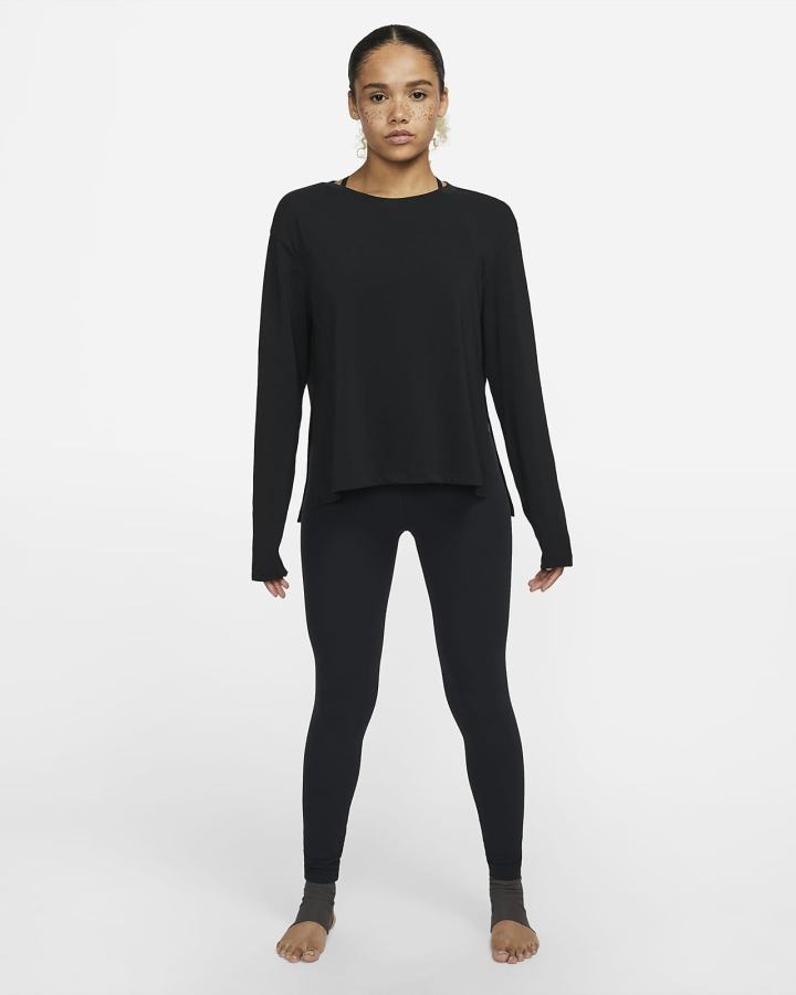Camisas Nike Yoga Dri-FIT Long-Sleeve Top Mujer Gris | DYRPF-7153