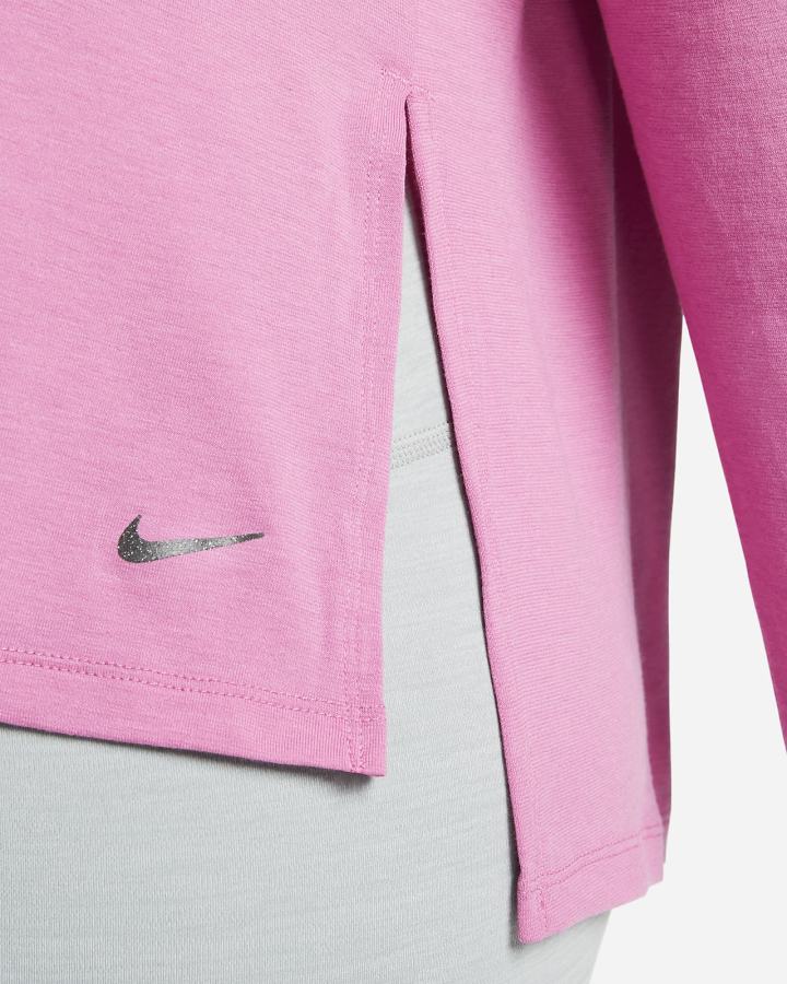 Camisas Nike Yoga Dri-FIT Long-Sleeve Top Mujer Fucsia Gris | RCAEI-6245