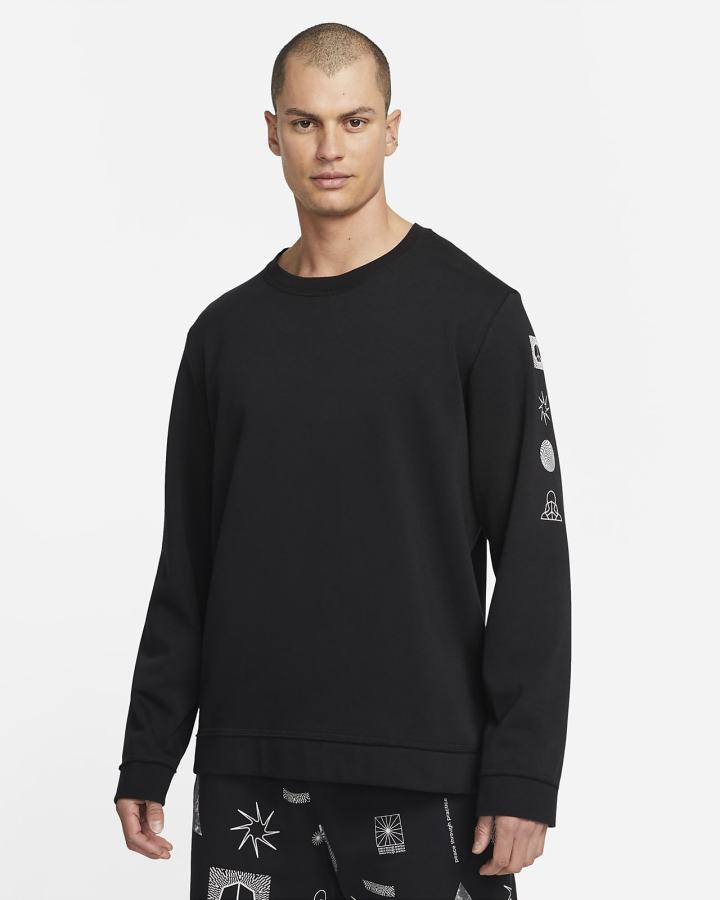 Camisas Nike Yoga Therma-FIT Estampadas Top Hombre Negras | IYXBH-7869
