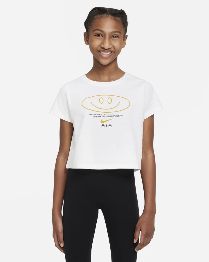 Camiseta Nike Air Kids Cropped Niña Blancas | DCGEA-5786