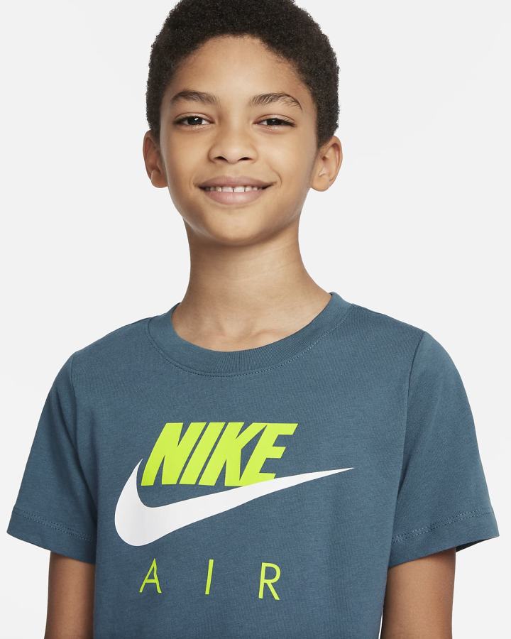 Camiseta Nike Air Kids Niño Gris Verde | PORCA-5016