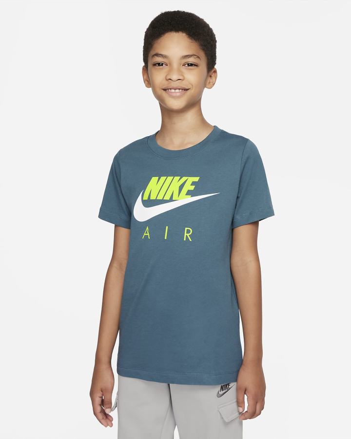 Camiseta Nike Air Kids Niño Gris Verde | PORCA-5016