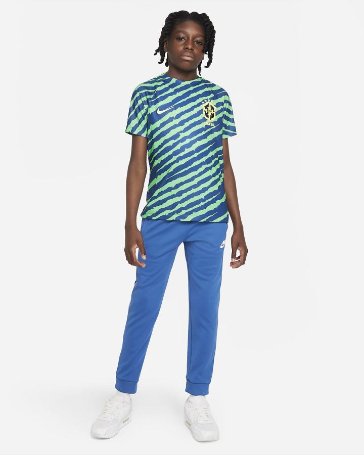 Camiseta Nike Brazil Kids Dri-FIT Pre-Match Soccer Top Niño Azules Amarillo | CDAUZ-8031