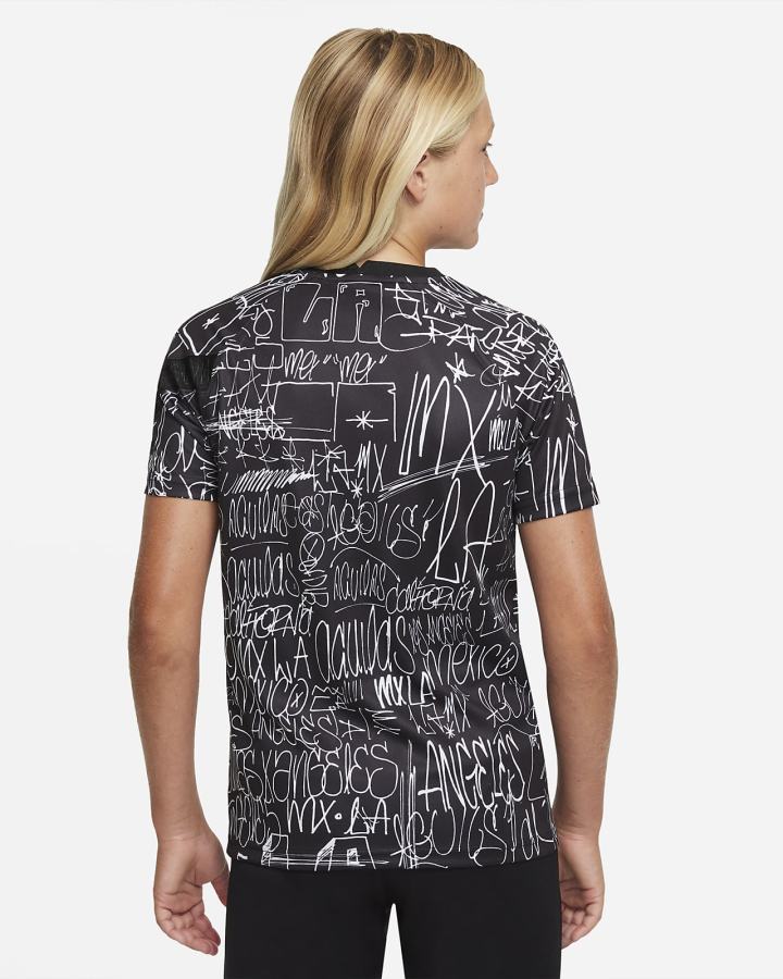 Camiseta Nike Club América Kids Dri-FIT Pre-Match Soccer Top Niña Blancas Negras Blancas | GBNDP-6209