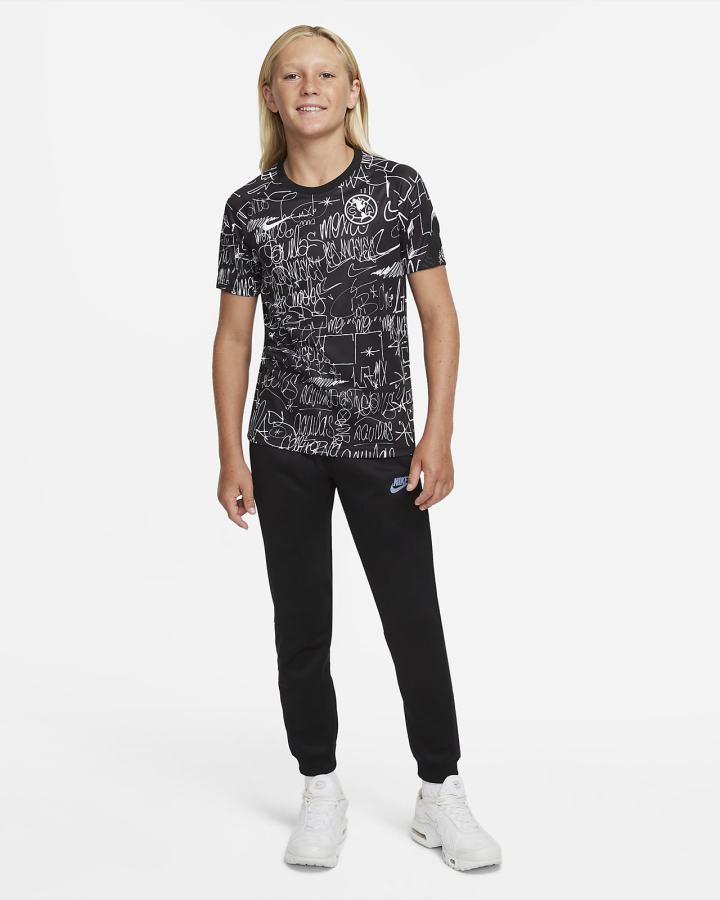 Camiseta Nike Club América Kids Dri-FIT Pre-Match Soccer Top Niña Blancas Negras Blancas | GBNDP-6209