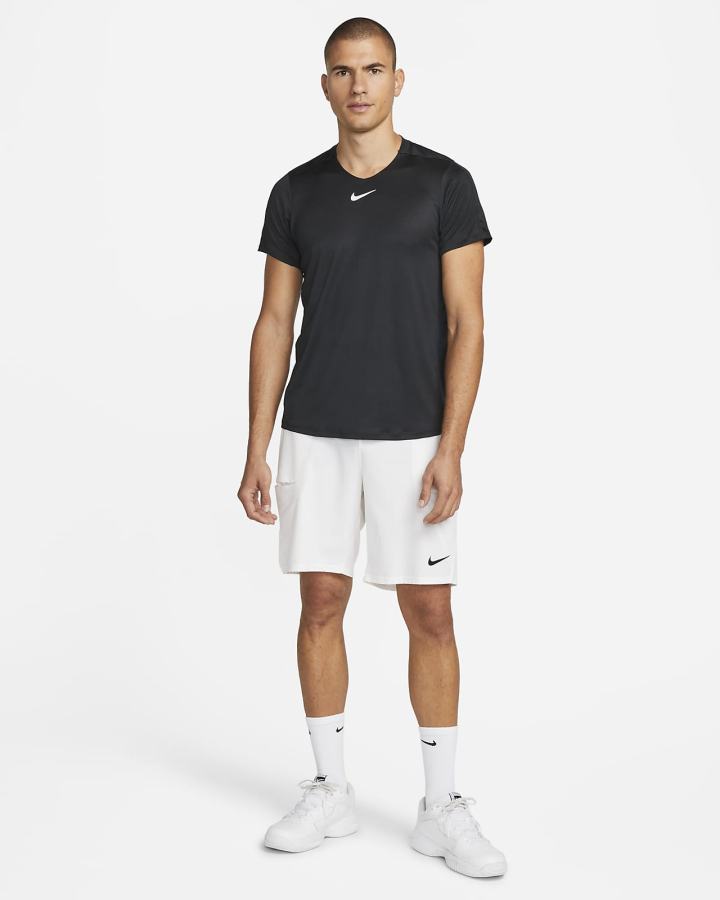 Camiseta Nike Court Dri-FIT Advantage Tennis Top Hombre Negras Blancas | IEPGH-1369