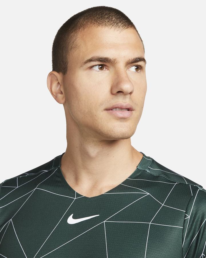 Camiseta Nike Court Dri-FIT Advantage Tennis Top Hombre Verde Blancas | JIYCU-4071