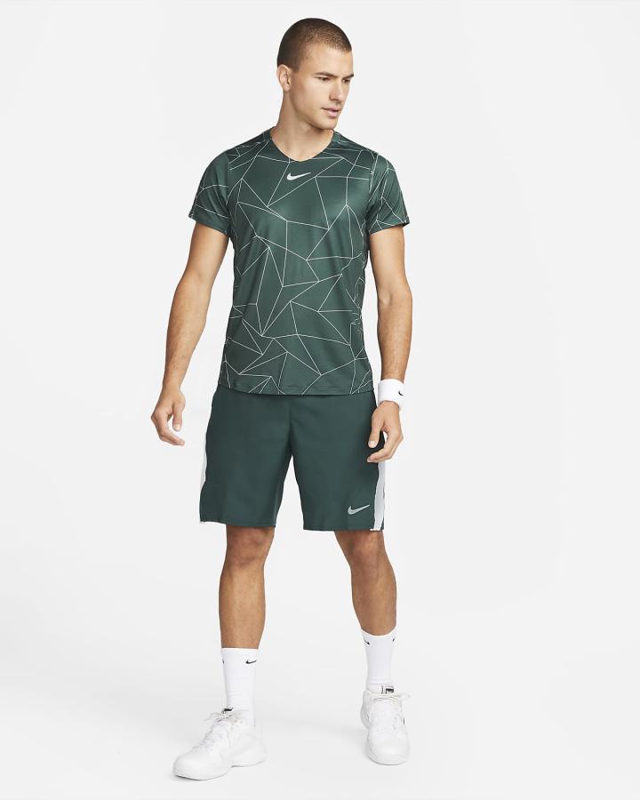 Camiseta Nike Court Dri-FIT Advantage Tennis Top Hombre Verde Blancas | JIYCU-4071