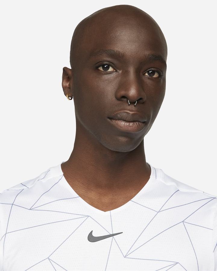 Camiseta Nike Court Dri-FIT Advantage Tennis Top Hombre Blancas Negras | VNDMY-0294