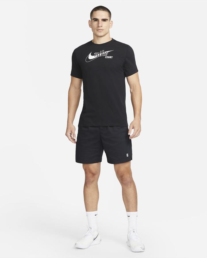 Camiseta Nike Court Dri-FIT Swoosh Tennis Hombre Negras | KHNQL-5436