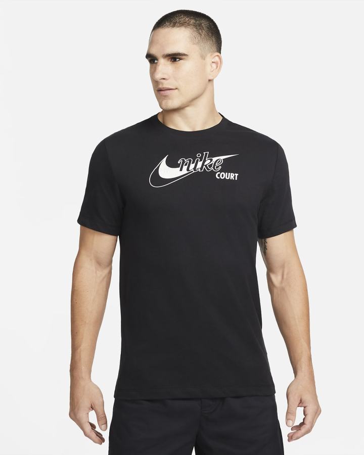 Camiseta Nike Court Dri-FIT Swoosh Tennis Hombre Negras | KHNQL-5436