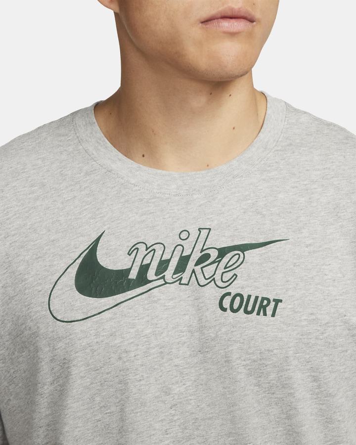 Camiseta Nike Court Dri-FIT Swoosh Tennis Hombre Gris Oscuro Verde | QJTIO-6578