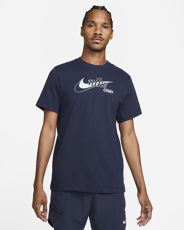 Camiseta Nike Court Dri-FIT Swoosh Tennis Hombre Gris Oscuro Verde | QJTIO-6578