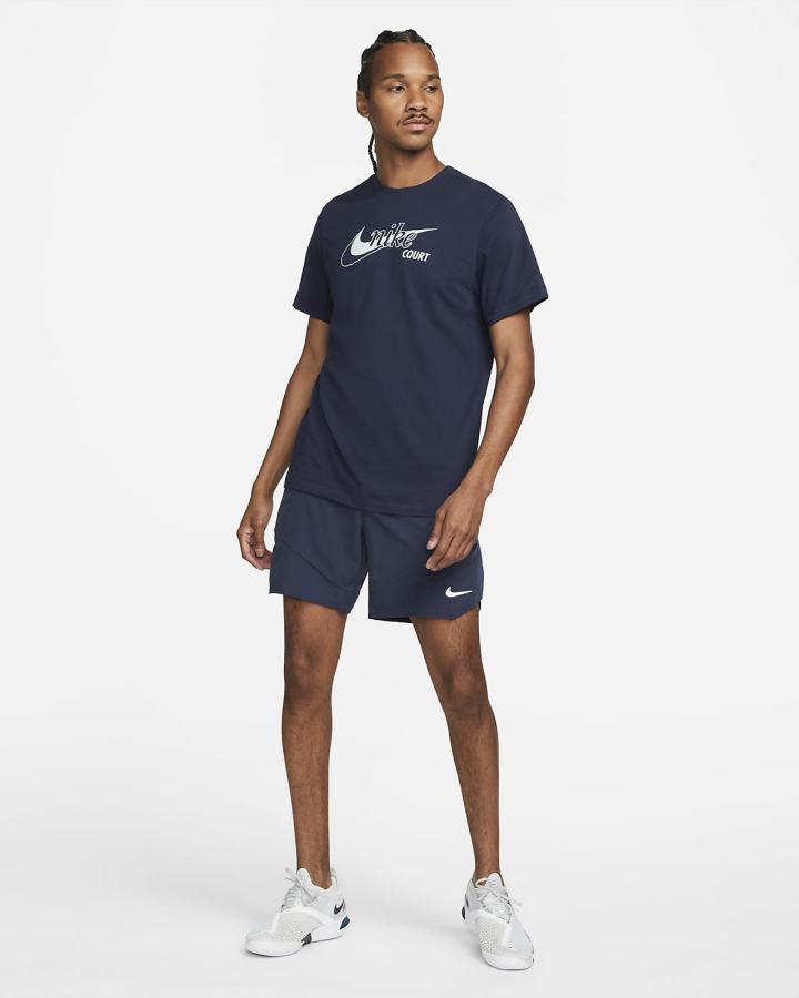 Camiseta Nike Court Dri-FIT Swoosh Tennis Hombre Obsidian Verde Menta | XYJVD-3278
