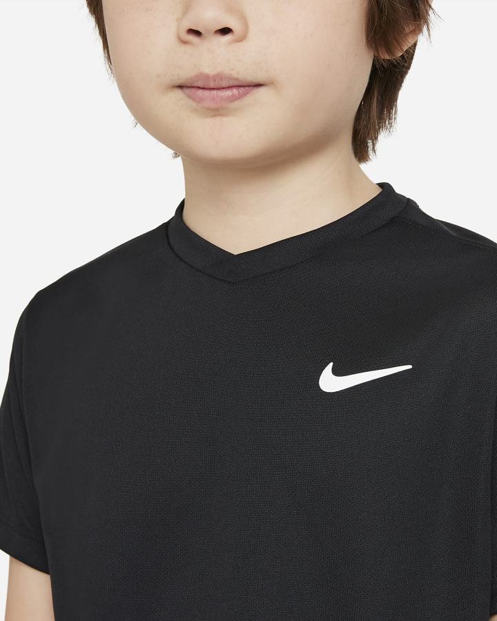 Camiseta Nike Court Dri-FIT Victory Kids Short-Sleeve Tennis Top Niño Negras Blancas | MUJZH-7604