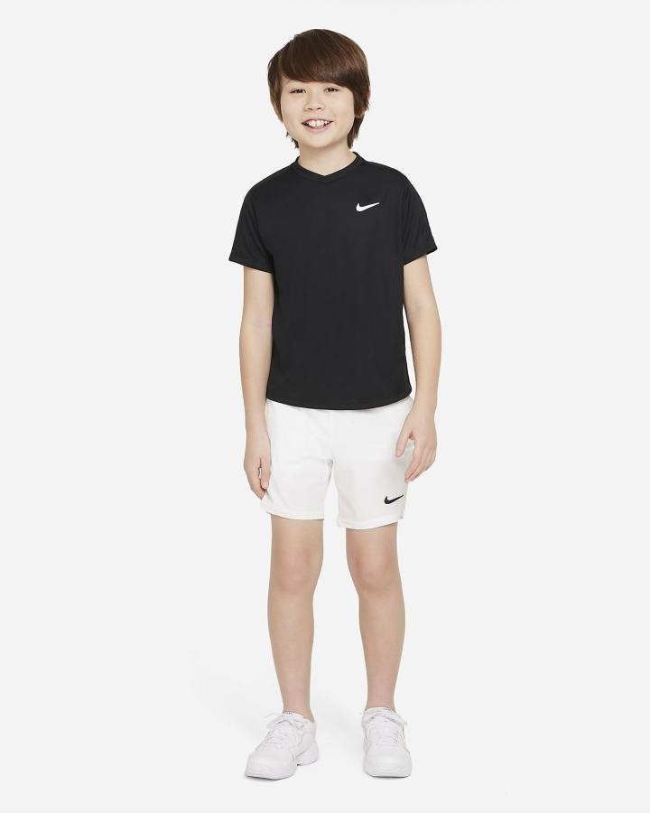 Camiseta Nike Court Dri-FIT Victory Kids Short-Sleeve Tennis Top Niño Negras Blancas | MUJZH-7604