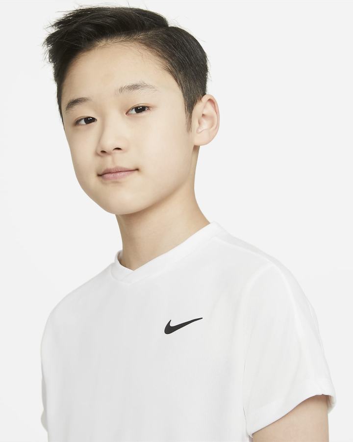 Camiseta Nike Court Dri-FIT Victory Kids Short-Sleeve Tennis Top Niño Blancas Negras | NAOTC-2453