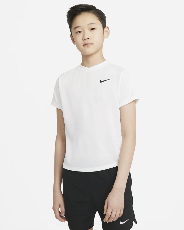 Camiseta Nike Court Dri-FIT Victory Kids Short-Sleeve Tennis Top Niño Blancas Negras | NAOTC-2453
