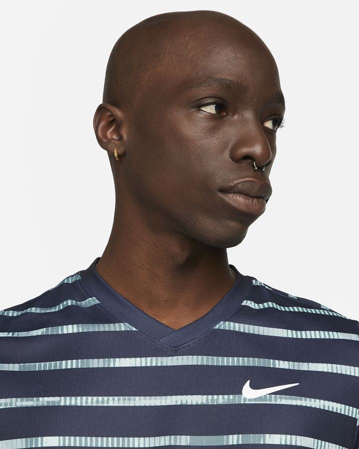 Camiseta Nike Court Dri-FIT Victory Print Tennis Top Hombre Obsidian Blancas | FIGPV-8749