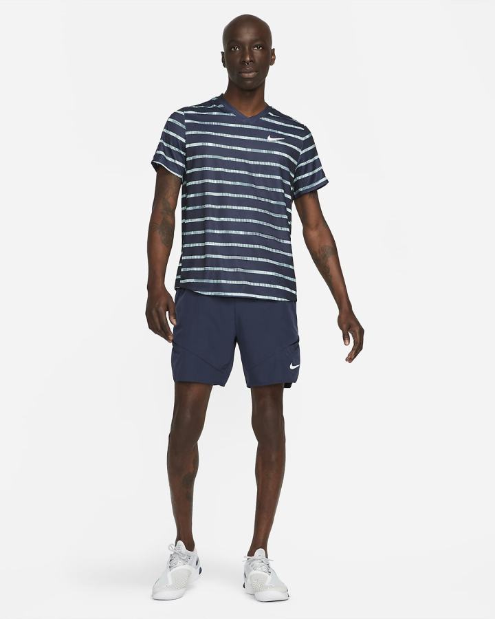 Camiseta Nike Court Dri-FIT Victory Print Tennis Top Hombre Obsidian Blancas | FIGPV-8749