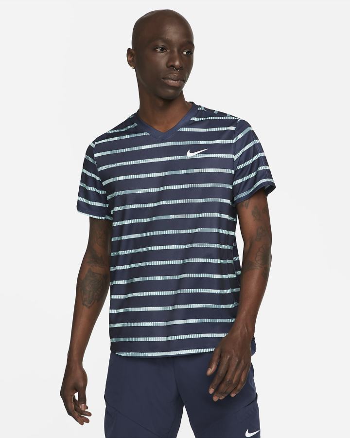 Camiseta Nike Court Dri-FIT Victory Print Tennis Top Hombre Obsidian Blancas | FIGPV-8749