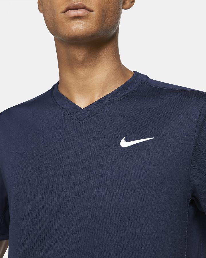 Camiseta Nike Court Dri-FIT Victory Tennis Top Hombre Obsidian Blancas | QKVIZ-6738