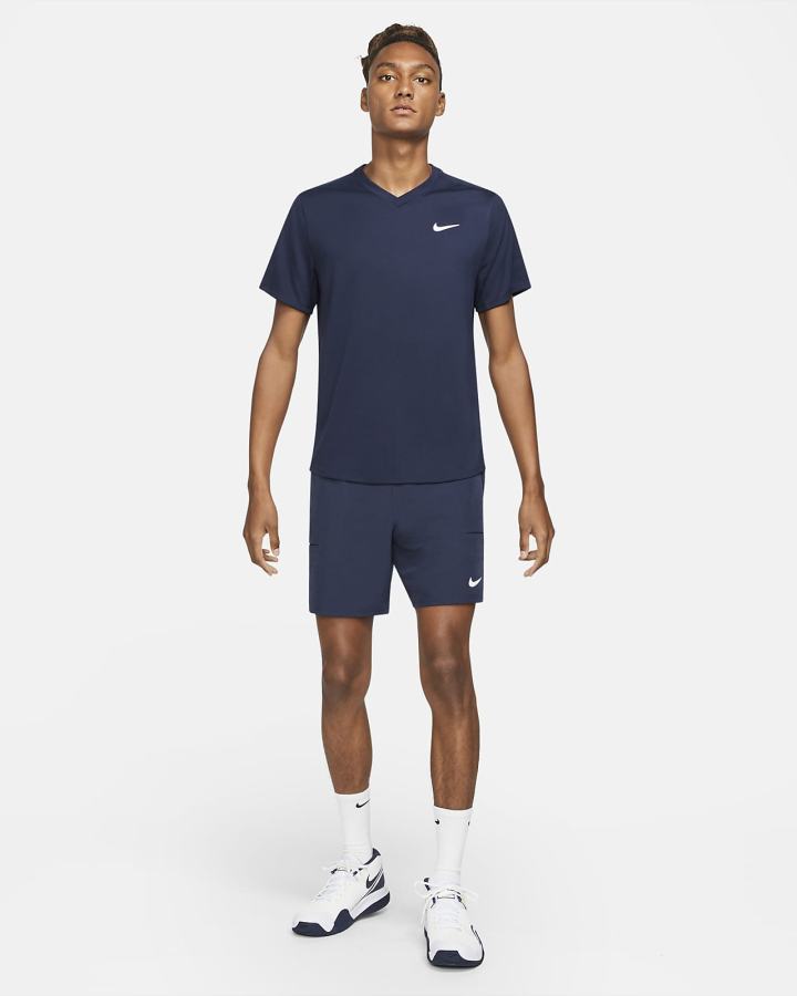 Camiseta Nike Court Dri-FIT Victory Tennis Top Hombre Obsidian Blancas | QKVIZ-6738