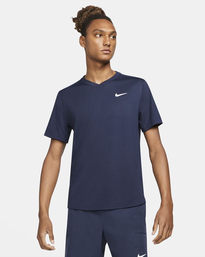 Camiseta Nike Court Dri-FIT Victory Tennis Top Hombre Obsidian Blancas | QKVIZ-6738