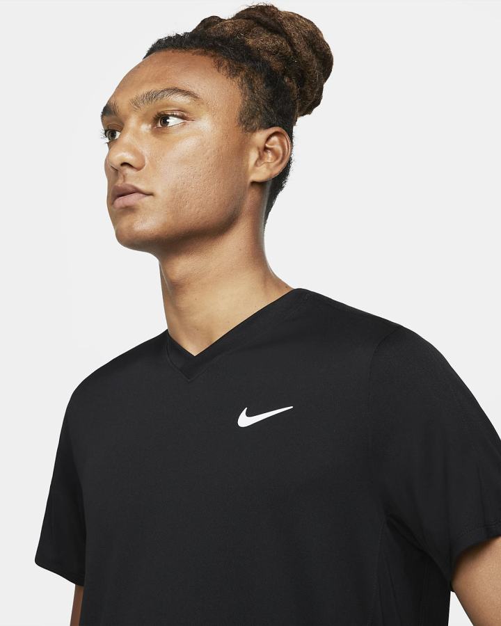 Camiseta Nike Court Dri-FIT Victory Tennis Top Hombre Negras Blancas | YCDTW-8974