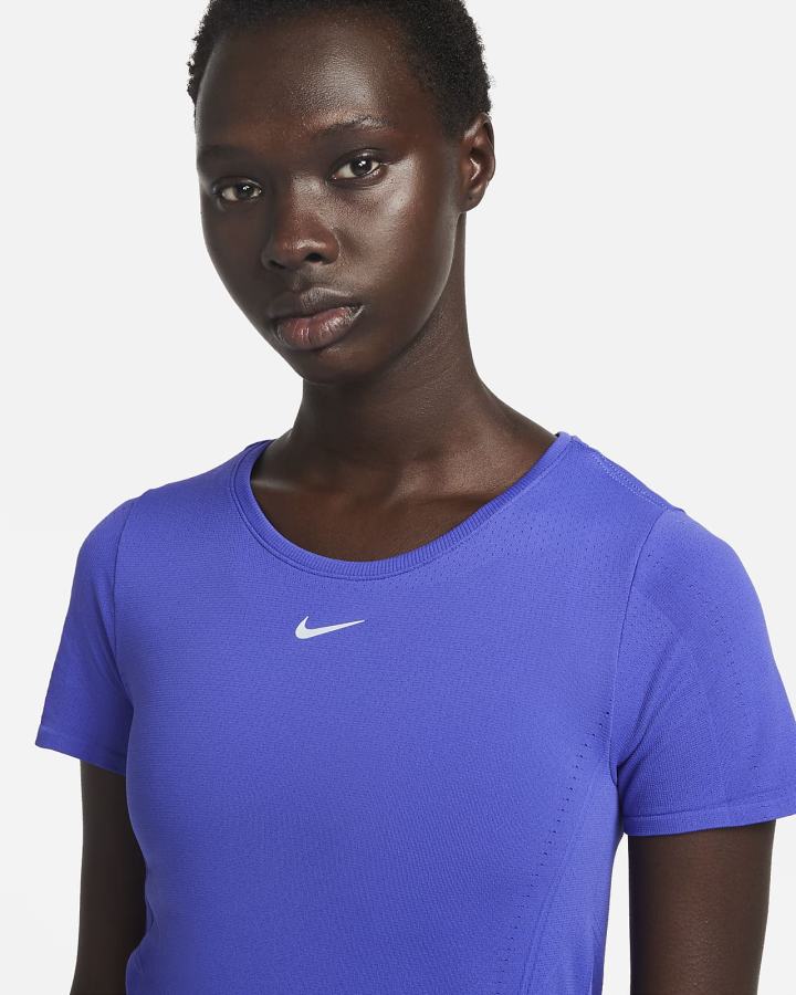 Camiseta Nike Dri-FIT ADV Aura Slim-Fit Short-Sleeve Top Mujer Azules | KGIVN-7605