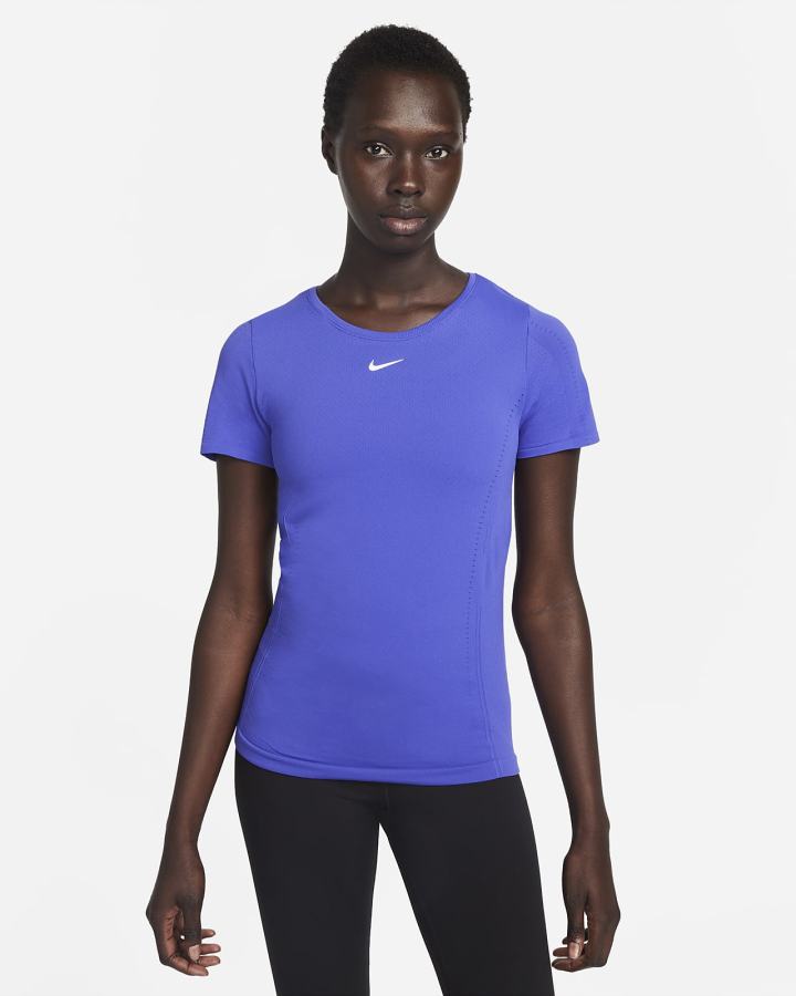 Camiseta Nike Dri-FIT ADV Aura Slim-Fit Short-Sleeve Top Mujer Azules | KGIVN-7605