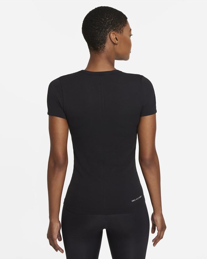 Camiseta Nike Dri-FIT ADV Aura Slim-Fit Short-Sleeve Top Mujer Negras | SUVQZ-0798