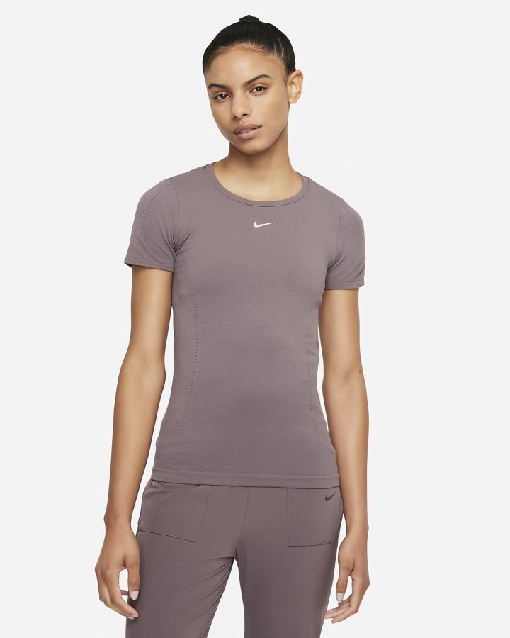 Camiseta Nike Dri-FIT ADV Aura Slim-Fit Short-Sleeve Top Mujer Moradas | TZJNE-5417