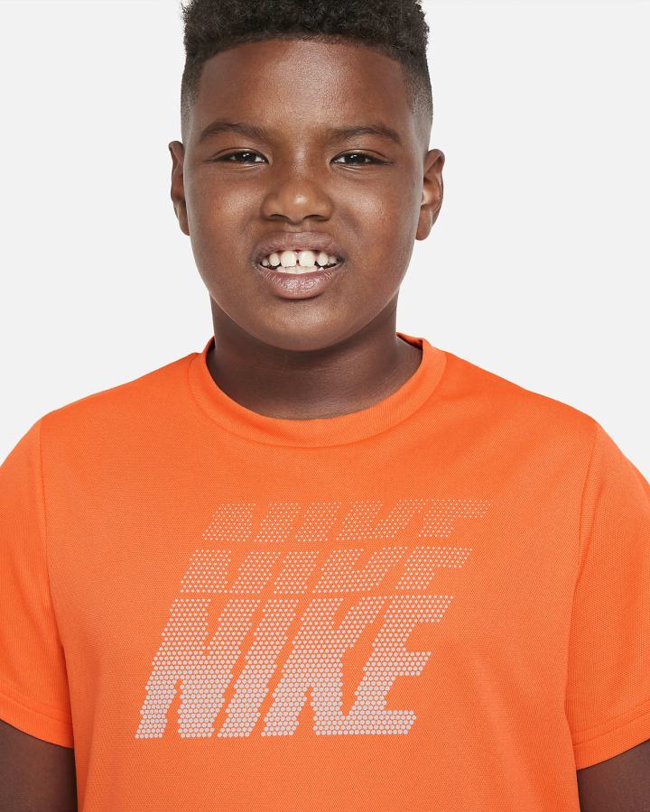 Camiseta Nike Dri-FIT Breathe Kids Estampadas Short-Sleeve Top (Extended Size) Niño Naranjas Rojas | FAXVU-7042