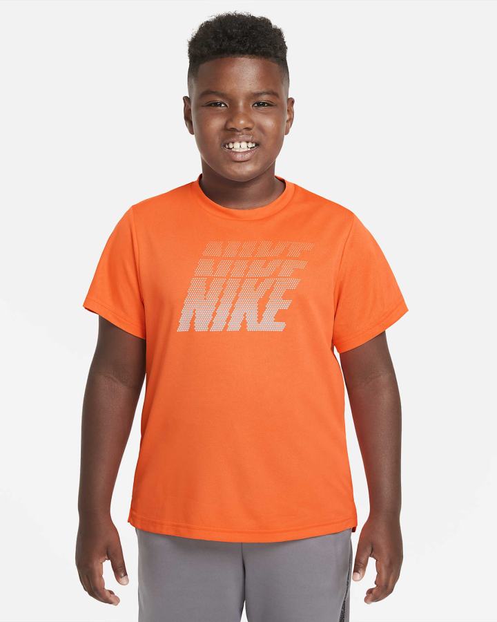 Camiseta Nike Dri-FIT Breathe Kids Estampadas Short-Sleeve Top (Extended Size) Niño Naranjas Rojas | FAXVU-7042