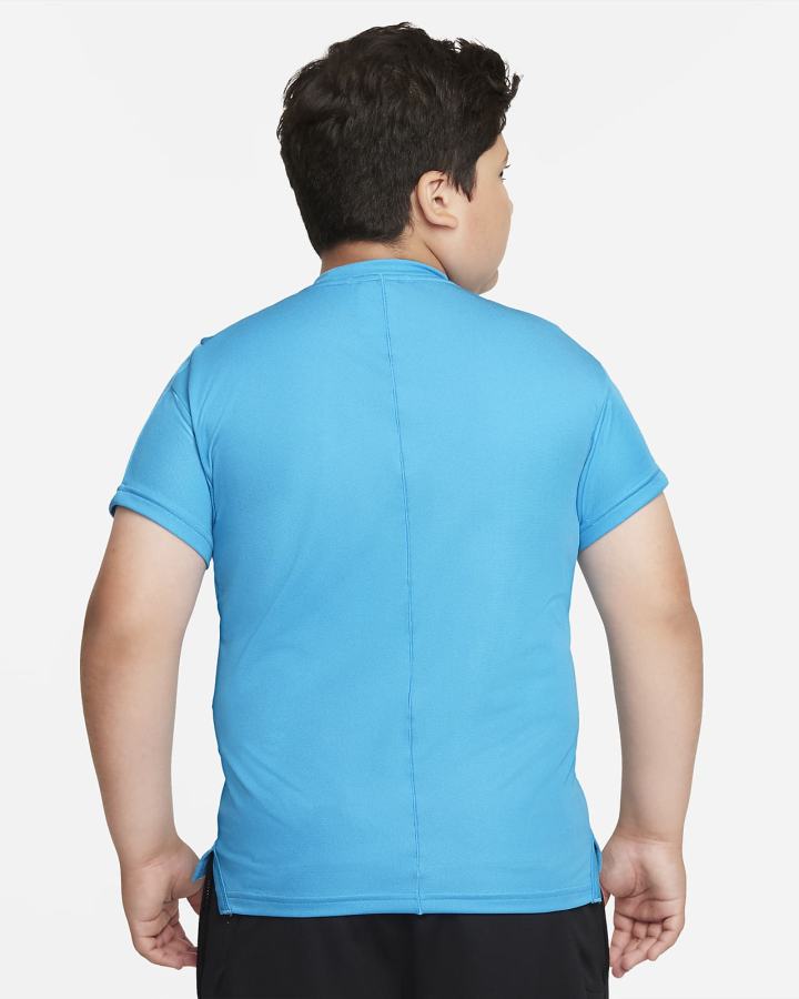 Camiseta Nike Dri-FIT Breathe Kids Estampadas Short-Sleeve Top (Extended Size) Niño Azul Real Azules Marrones | GFIOT-8924