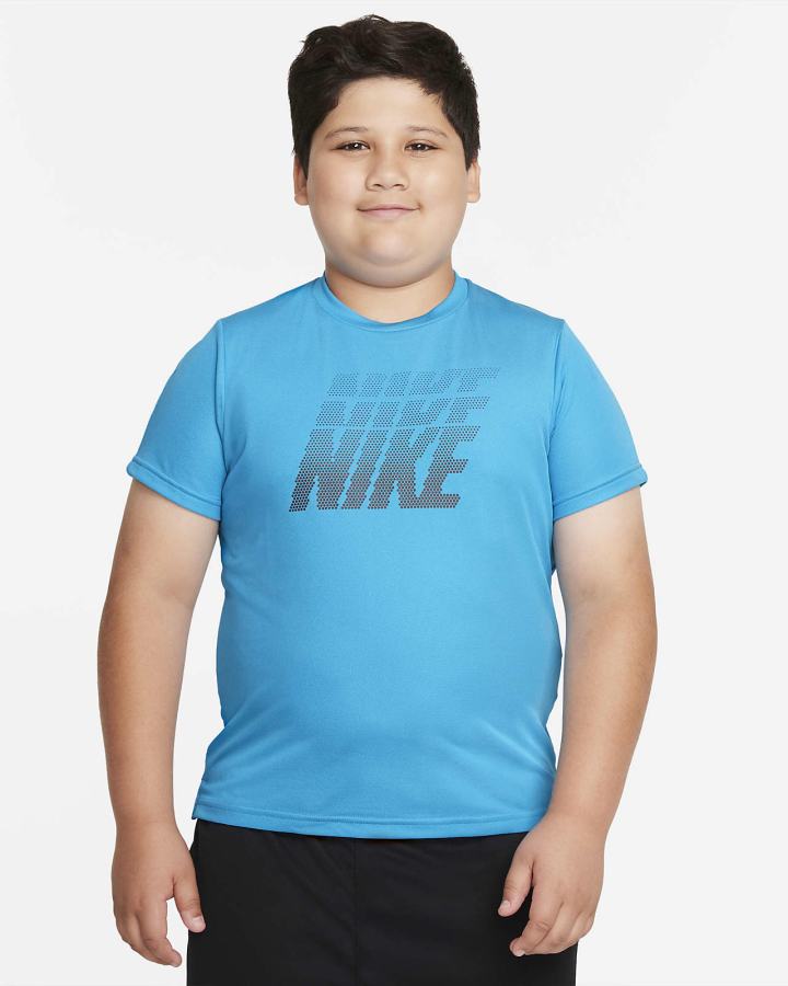 Camiseta Nike Dri-FIT Breathe Kids Estampadas Short-Sleeve Top (Extended Size) Niño Azul Real Azules Marrones | GFIOT-8924
