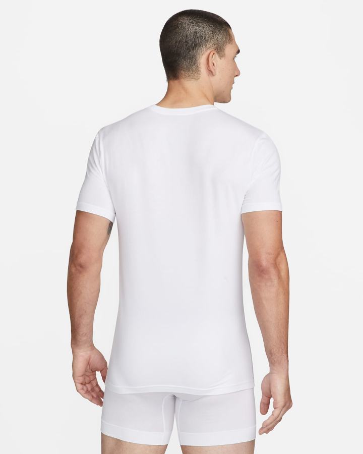 Camiseta Nike Dri-FIT Essential Cotton Stretch Slim Fit Crew Neck Undershirt (2-Pack) Hombre Blancas | QHCSJ-5396
