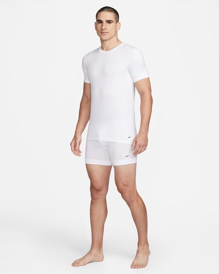 Camiseta Nike Dri-FIT Essential Cotton Stretch Slim Fit Crew Neck Undershirt (2-Pack) Hombre Blancas | QHCSJ-5396