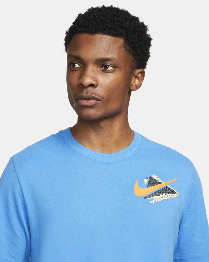 Camiseta Nike Dri-FIT Estampadas Training Hombre Azules Claro | HRQJE-0539