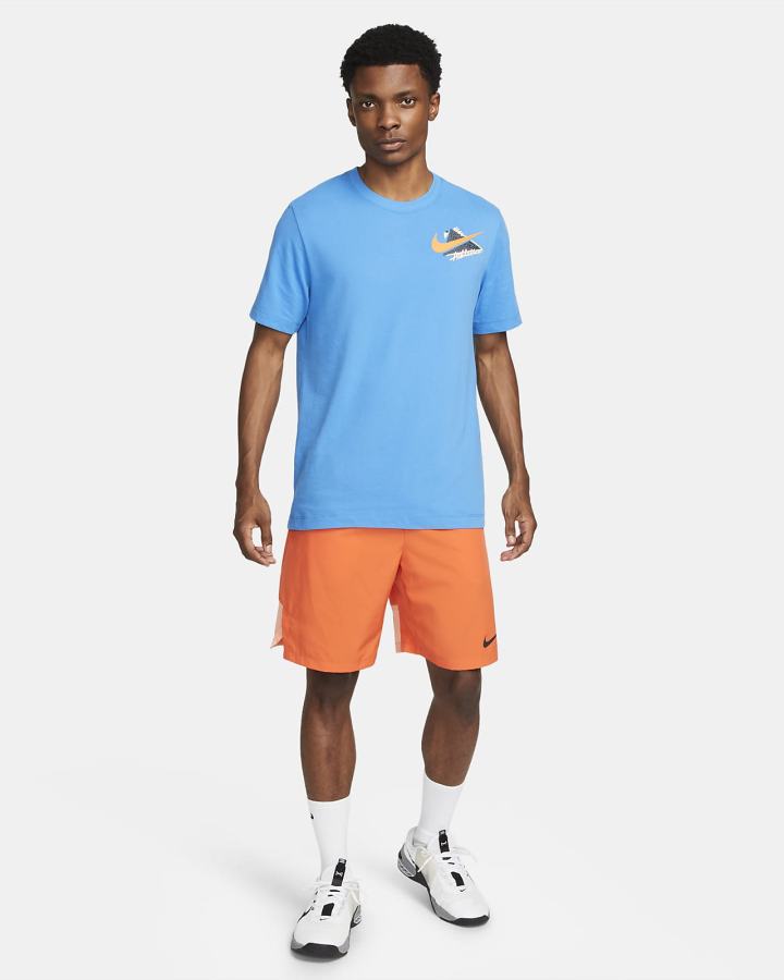 Camiseta Nike Dri-FIT Estampadas Training Hombre Azules Claro | HRQJE-0539
