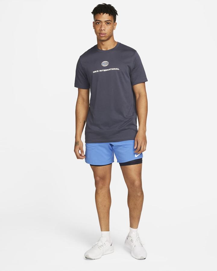 Camiseta Nike Dri-FIT Heritage Running Hombre Azules | FTLPW-1594