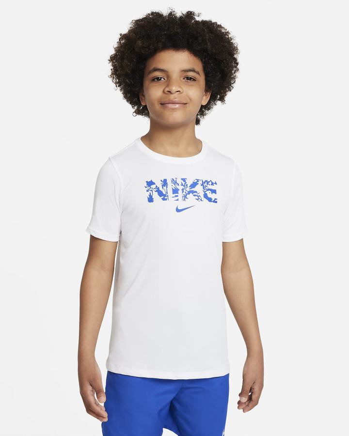 Camiseta Nike Dri-FIT Kids Training Niño Blancas | CVNDU-4673