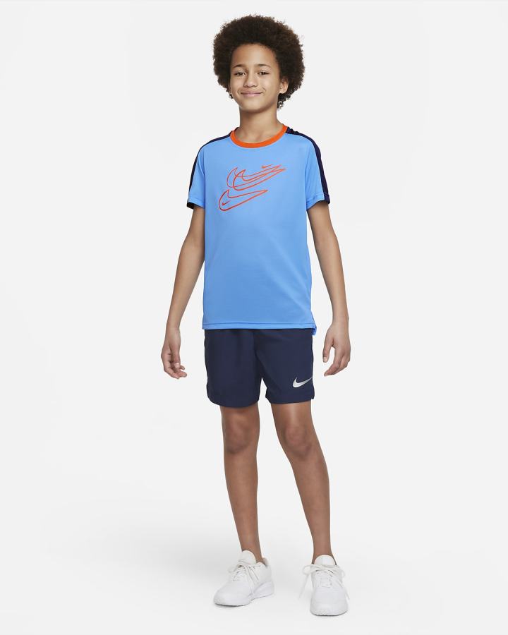 Camiseta Nike Dri-FIT Kids Training Top (Extended Size) Niño Azules Azul Marino Naranjas | JKLHI-4796